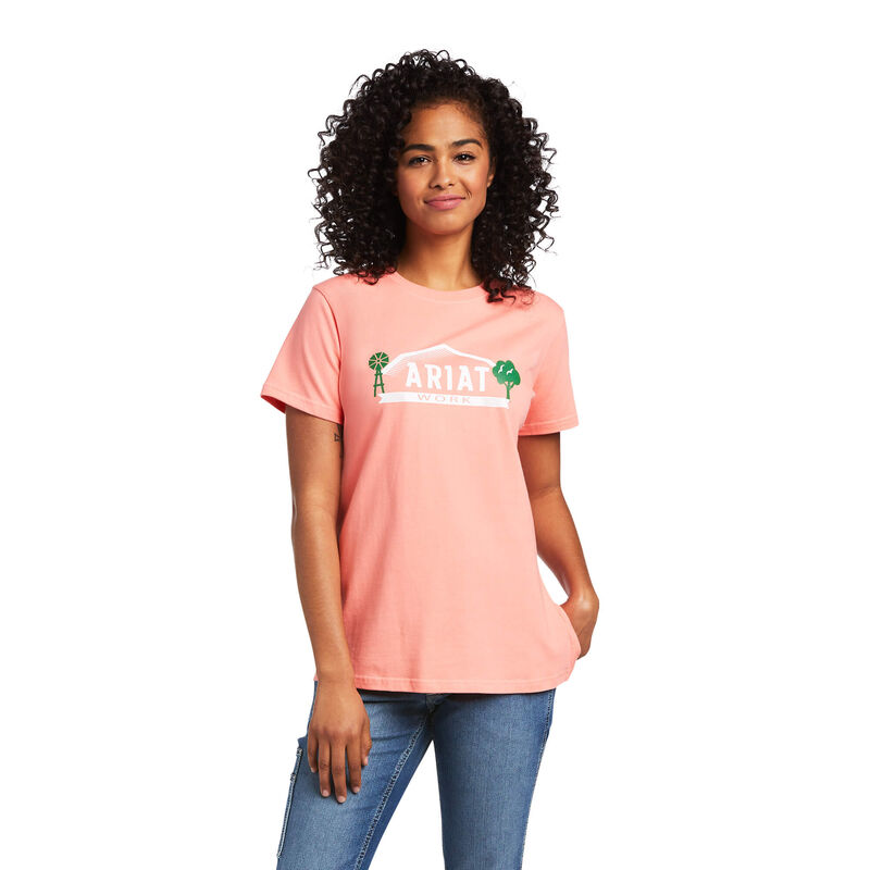 Camisetas Ariat Rebar Cotton Strong Farm Graphic Coral Mujer - Chile 126-WSHZAL